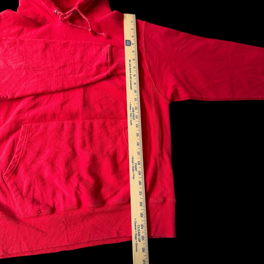 Champion Reverse Weave Hoodie Mens Medium Red GF68 Script Logo Vintage Tag - Picture 8 of 10